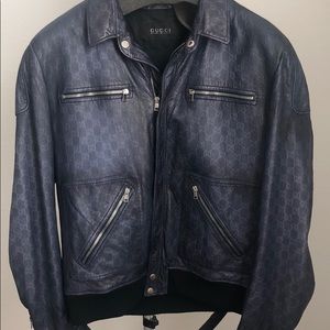 Gucci men’s leather logo jacket 100% authentic!